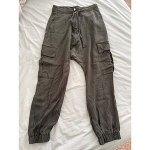 Decjuba Lyocell Cargo Jogger Pants Olive Green Utility Tencel Women 10